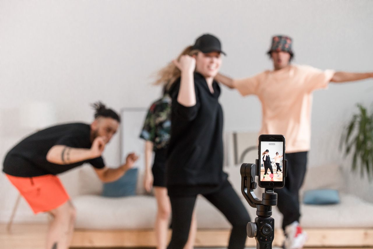 A diverse group having fun dancing